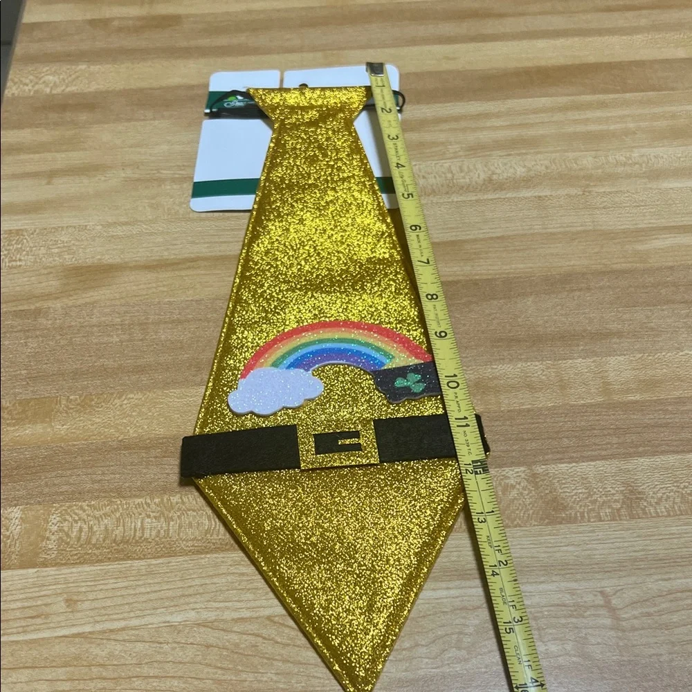 #1349**Gold Glitter Tie and Shamrock Socks Set - Picture 3 of 4